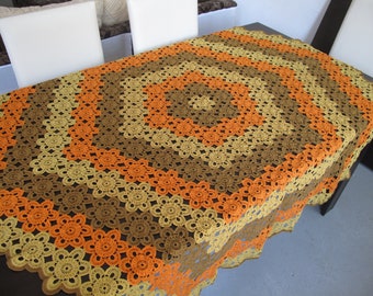 70" Very large crocheted tablecloth, hexagon