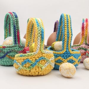 Crochet Mini Easter Basket: Colorful Cotton Candy Basket