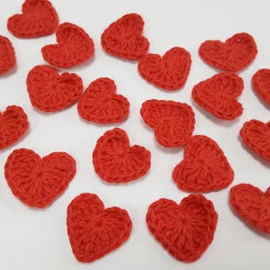 Small Crochet Red hearts, wedding decorations, Valentines day hearts, nursery room image 4