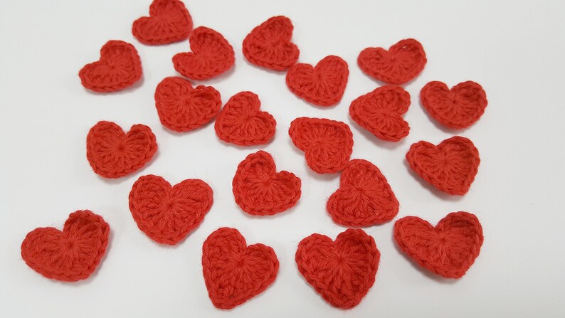 Small Crochet Red hearts, wedding decorations, Valentines day hearts, nursery room image 4