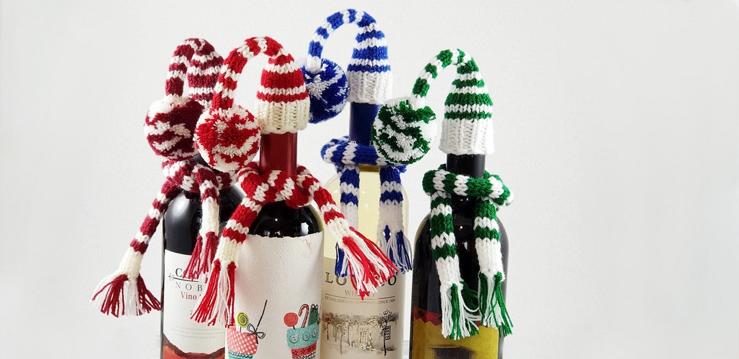 Wine Bottle Topper Set5 Free Sfipping Santa Midget Hat and Etsy