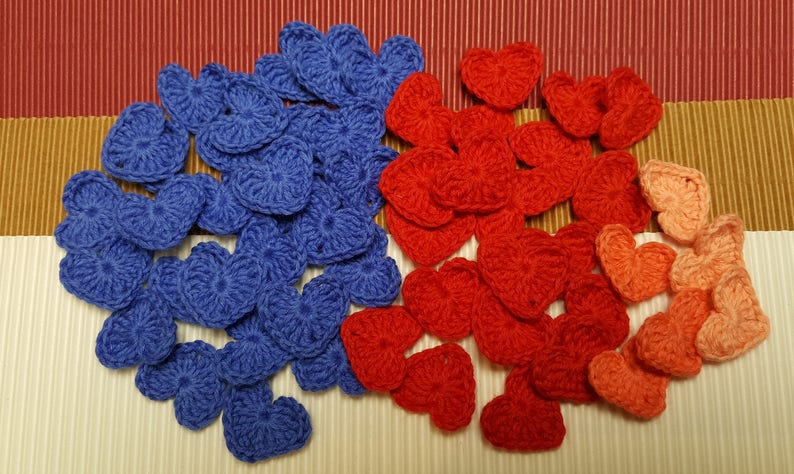 Small Crochet Red hearts, wedding decorations, Valentines day hearts, nursery room image 7