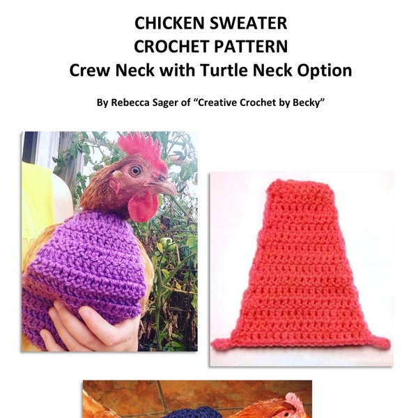 DIGITAL CROCHET PATTERN - Not a Finished Product - Chicken Sweater Crochet Pattern / Sweater for Chickens, Hens or Roosters