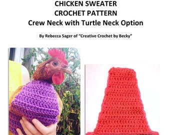 DIGITAL CROCHET PATTERN - Not a Finished Product - Chicken Sweater Crochet Pattern / Sweater for Chickens, Hens or Roosters