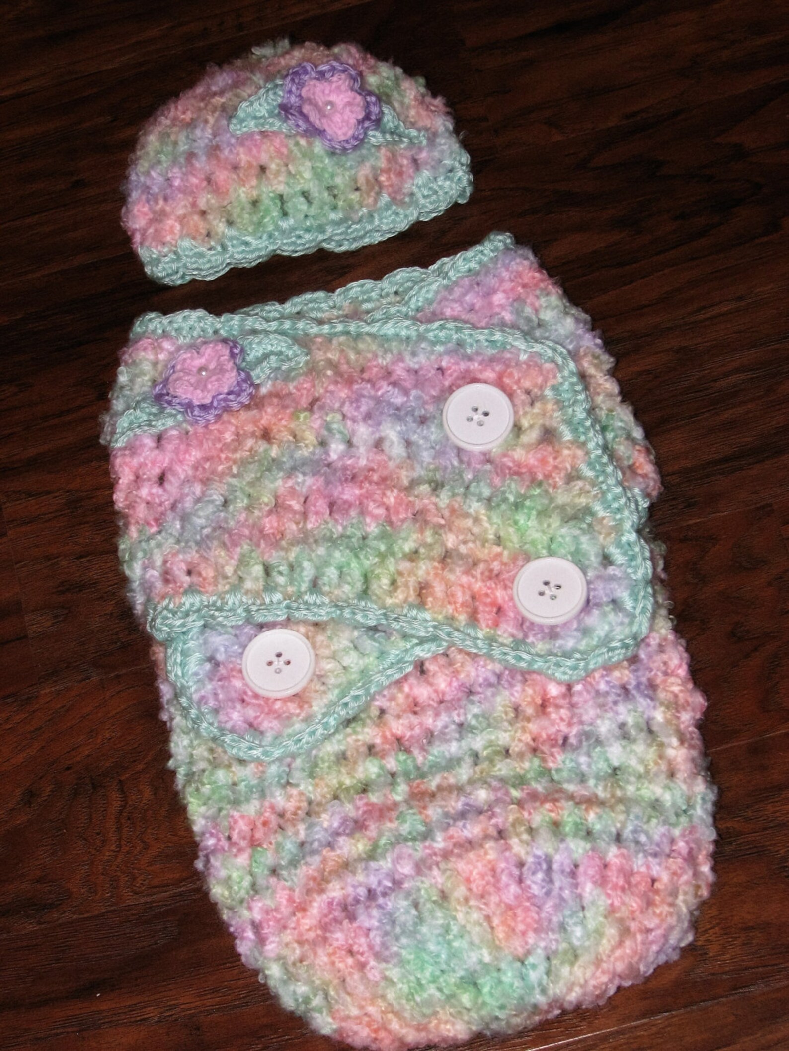 CROCHET PATTERN Crochet Baby Swaddler Cocoon and Hat Set in Newborn & 3