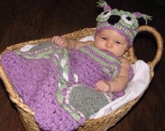 CROCHET PATTERN - Baby Owl Cocoon with Owl Hat Crochet Pattern / Baby Owl Cocoon / Owl Cocoon / Baby Cocoon