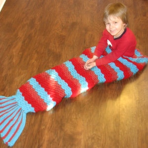 CROCHET PATTERN Mermaid Tail Afghan / Mermaid Blanket / Mermaid Cocoon with Smooth Scale Stitch / No Crocodile Stitch CHILD Size image 5