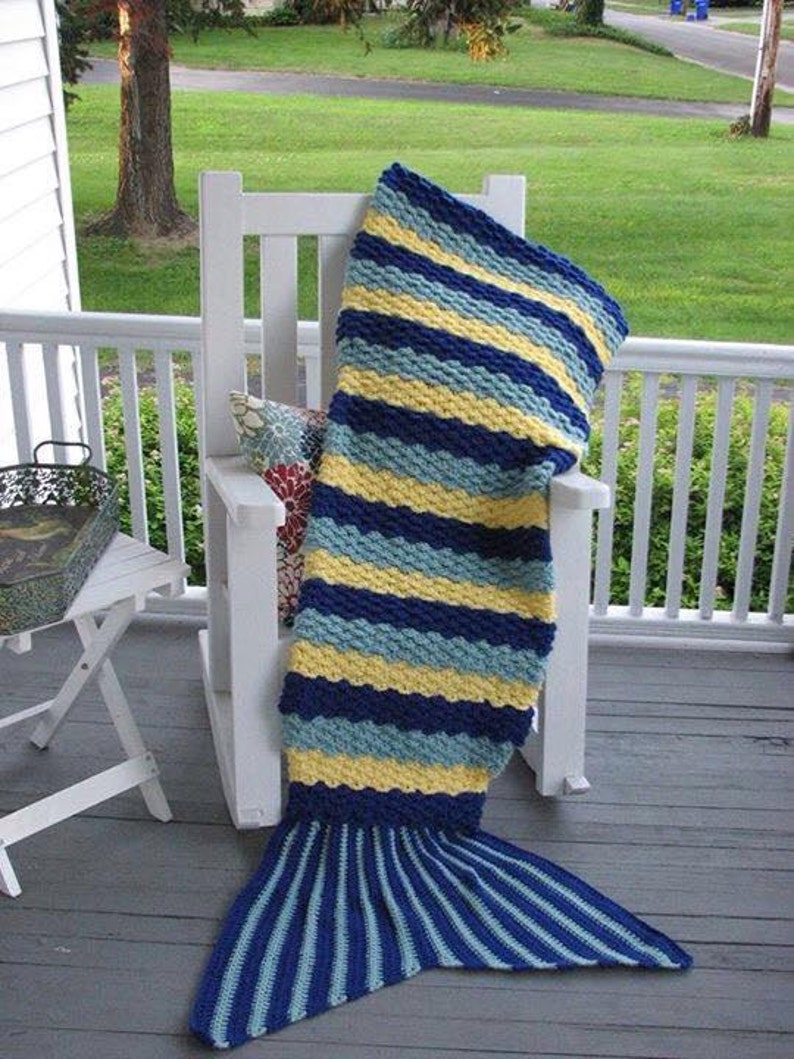 CROCHET PATTERN Mermaid Tail Afghan / Mermaid Blanket / Mermaid Cocoon with Smooth Scale Stitch / No Crocodile Stitch ADULT Size image 2