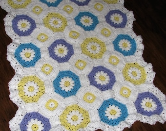 CROCHET PATTERN - Lacy Daisy Octagon Granny Baby Afghan Crochet Pattern / Crochet Flower Afghan / Crochet Flower Blanket / Daisy Blanket