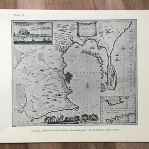 1965 Vintage-Karte Illustration, Die Neue Welt, Gibraltar, Atlas Contractus, 1704, Vintage-Weltkarte, Antike Weltkarte, Kartendruck