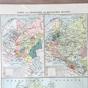 Litografia mappa antica originale del 1895, stampa mappa dell'Impero russo, stampa vintage, geografia vintage, stampa geografia antica, mappa dell'area dettagliata