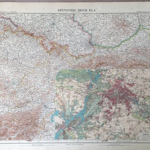 1906 Large German Reich Map, Antique original print