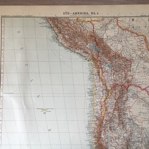 Carte de l'Amérique du Sud de 1906 - Impression originale ancienne