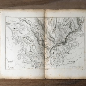 1825 oryginalna antyczna mapa Francji, Lieues communes de France, antyczna mapa świata, antyczna mapa Francji, kartografia, stara mapa Francji