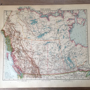 Carte du Canada vintage de 1906, carte historique détaillée de la région, gravure originale antique