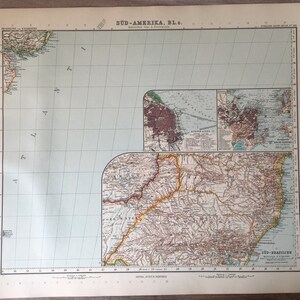 1906 South America map - Antique original print