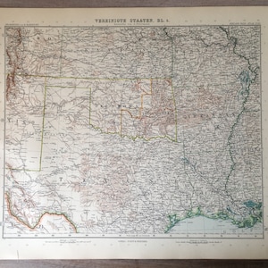 1906 Mapa original vintage de Estados Unidos, impresión grabada original antigua