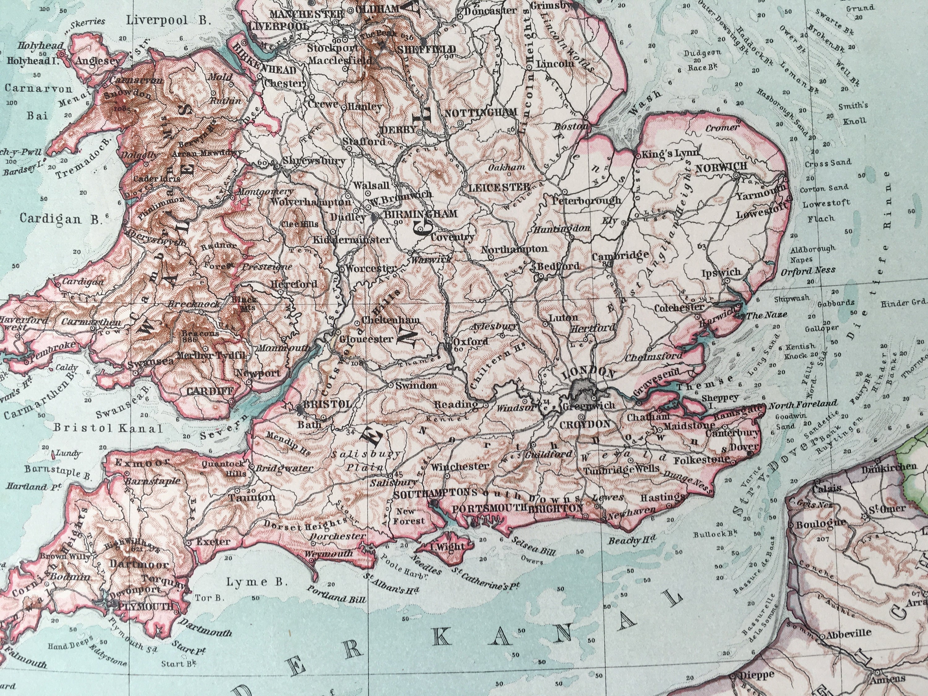 1906 年のイギリス諸島のアンティーク地図、グレート ブリテンおよび