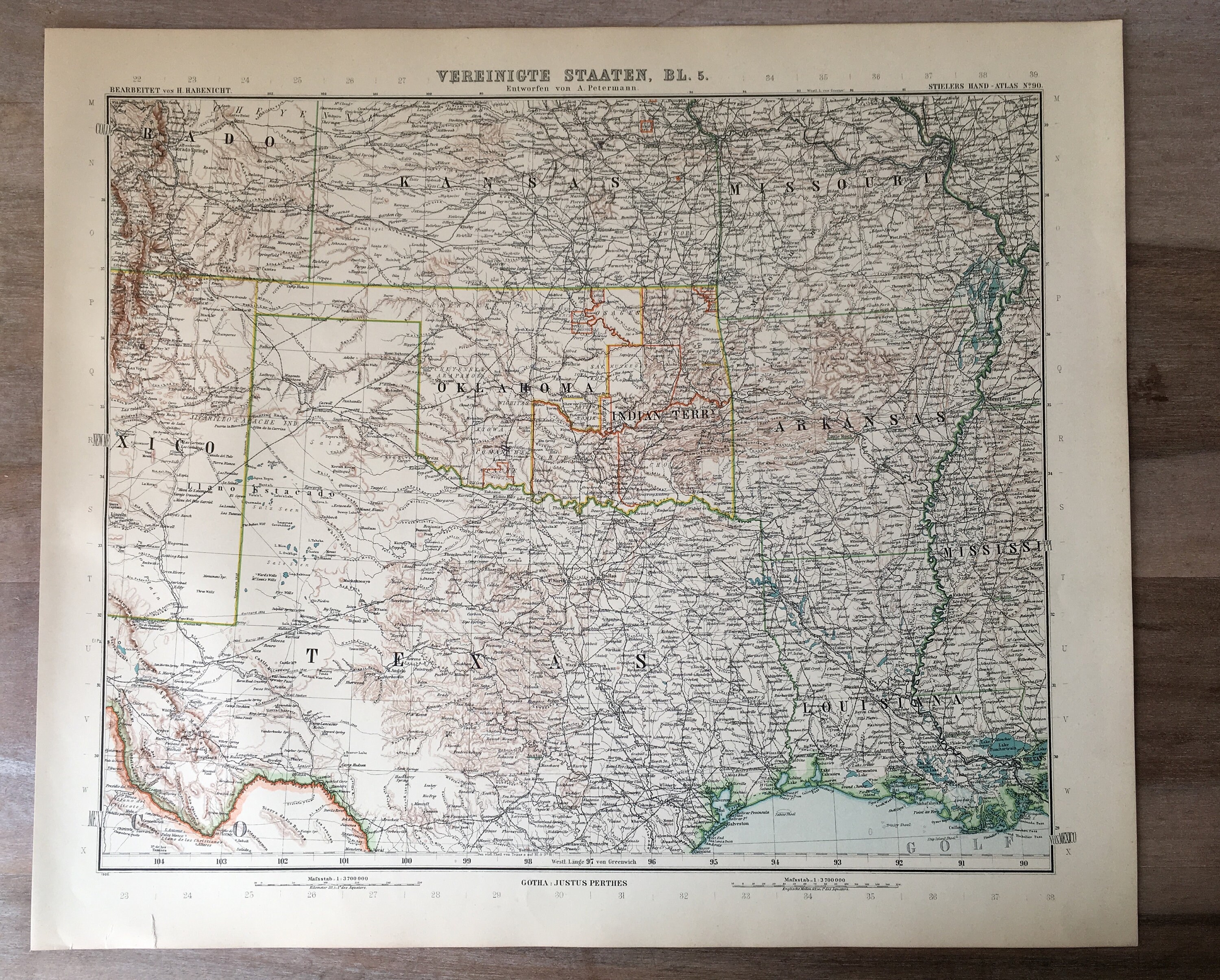 Kansas And Arkansas Map 1906 Usa Map Texas Kansas Missouri Arkansas Map Antique | Etsy