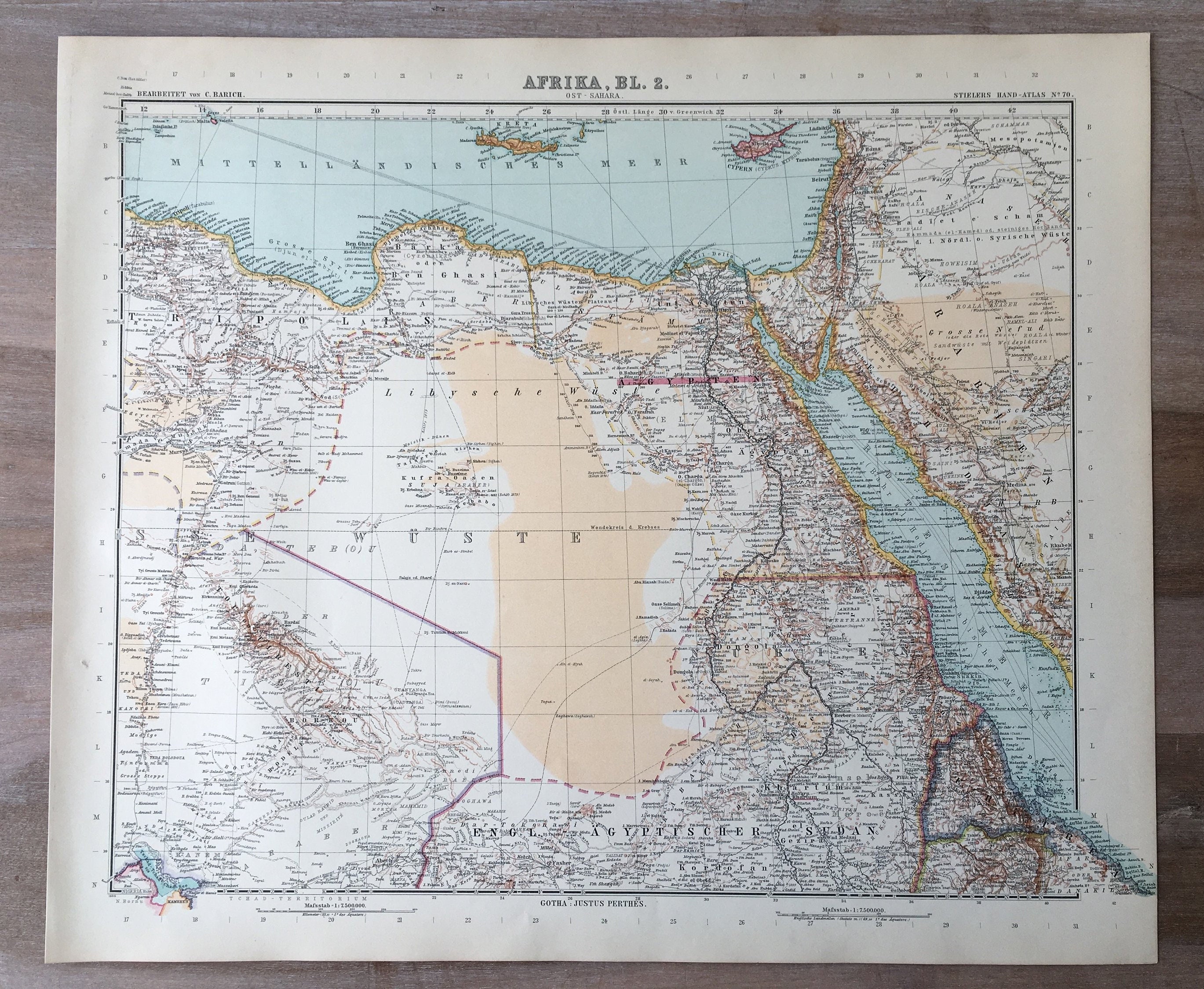 1906 年の大きなアフリカ地図、アンティーク オリジナル プリント