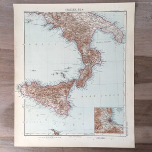 Große Italien-Karte von 1906, antiker Originaldruck