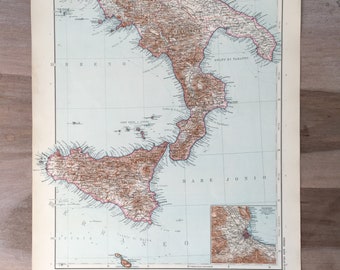1906 Large Italy Map, Antique original print