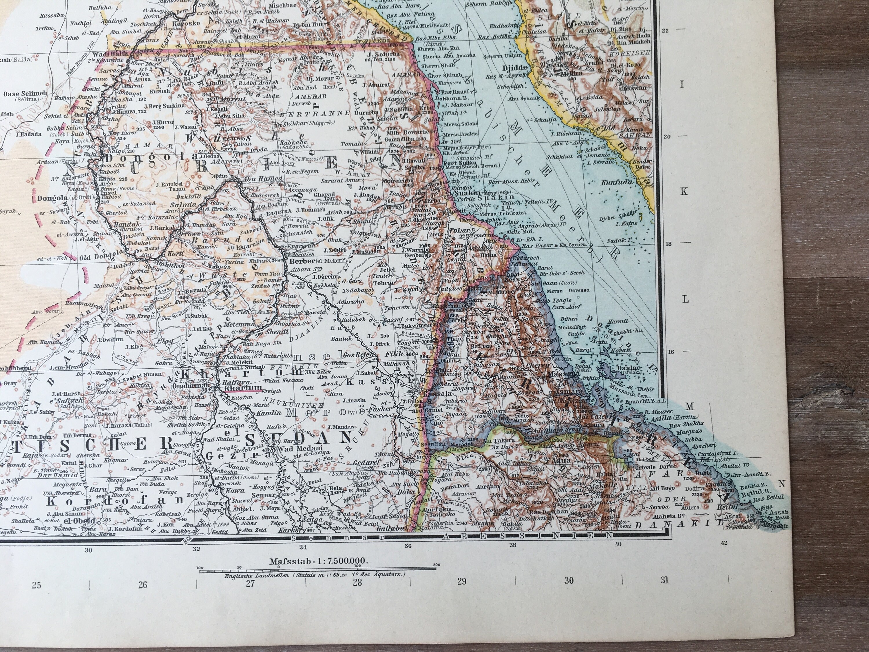 1906 年の大きなアフリカ地図、アンティーク オリジナル