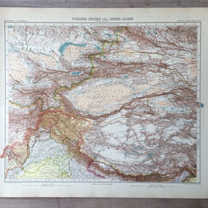 1906 Large India and Asia map, Antique original print