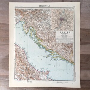1906 Grande mappa dell'Italia, stampa originale antica