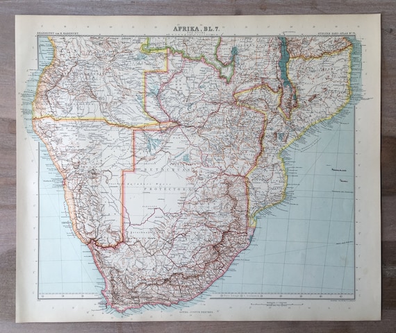 1906 年の大きなアフリカ地図、アンティーク オリジナル プリント