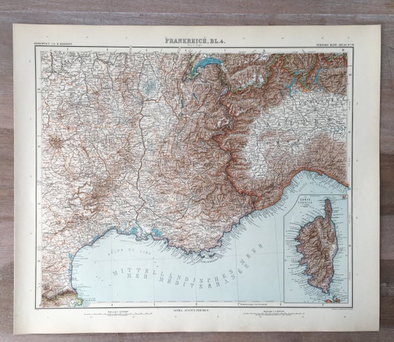 1906 Large France Map, Antique Original Print, Engraved Map