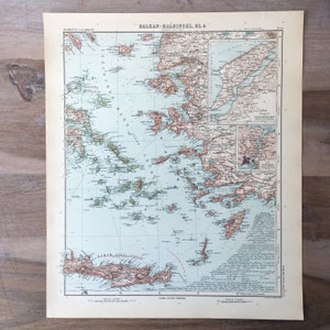 1906 Mappa antica dei Balcani, mappa autentica dell'Europa sudorientale, mappa storica dei Balcani