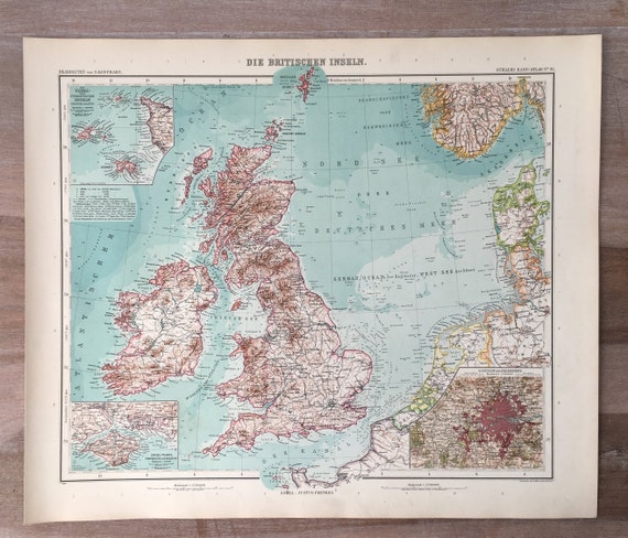 1906 年のイギリス諸島のアンティーク地図、グレート ブリテンおよび