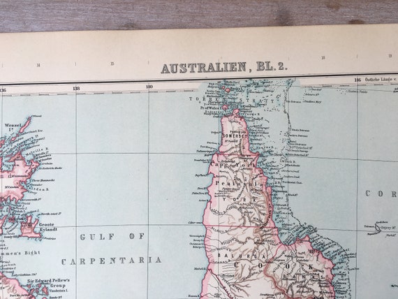 1906 年の大きなオーストラリア地図、アンティーク オリジナル