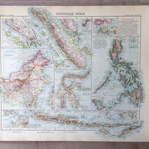 1906 Mappa antica delle Indie orientali, mappa autentica dell'India antica, mappa storica dell'India orientale