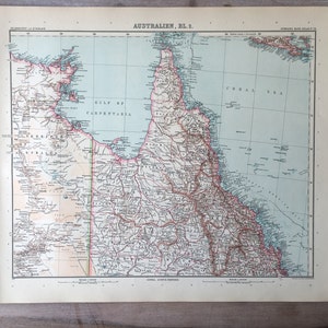 1906 Große Australien-Karte, antiker Originaldruck