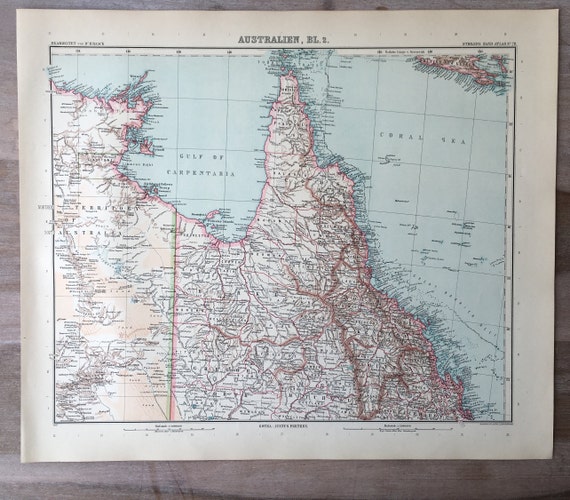 1906 年の大きなオーストラリア地図、アンティーク オリジナル