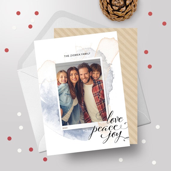 Peace Love Joy Christmas Photo Card - CUSTOMZED Peace, Love, Joy, Photo Holiday - Christmas Card - Printable Christmas Card Digital Download Il_570xn