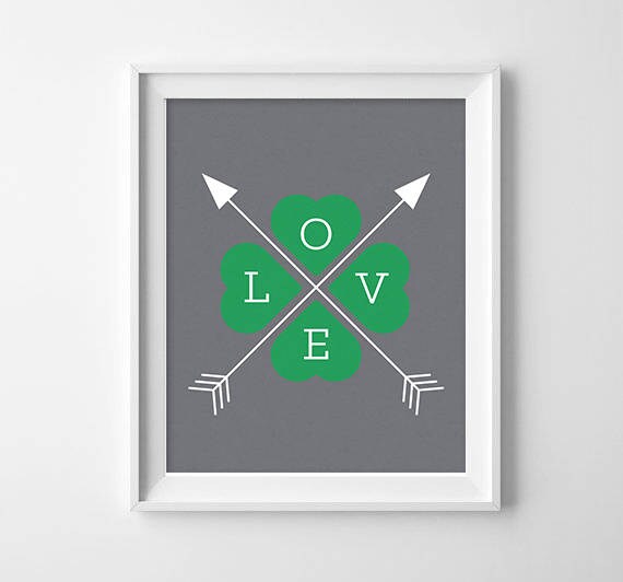 St. Patrick's Day Printable 8x10 - Irish Wall Art, St. Patrick's Day Decor- LOVE Art Quote- Clover Heart - INSTANT DOWNLOAD Il_570xn