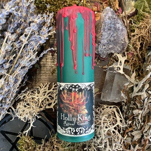 Holly King Ritual Yule Candle image 1