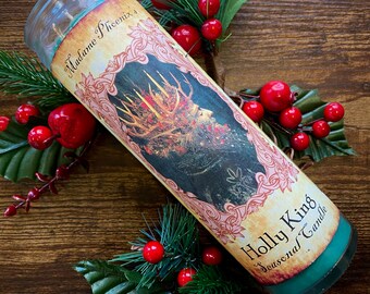 Holly King Solstice Yule Holiday Blessing 7 day Candle