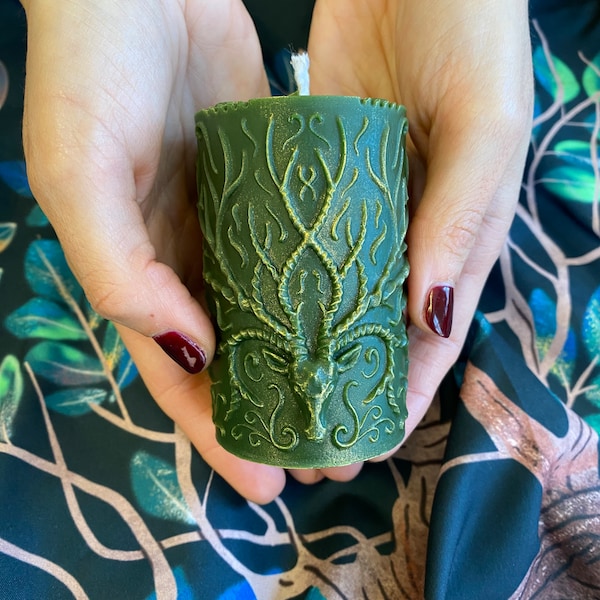 Bougie d'autel à cornes, chasseur sacré, dieu des sorcières de Cernunnos