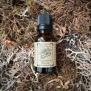 Può includere: Una piccola bottiglia di vetro marrone con un tappo nero. La bottiglia è etichettata "Madame Phoenix's Conquering Glory Magical Oil".