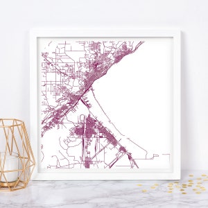CARTE DULUTH - affiche de carte fine art - carte de Duluth Minnesota impression plan de la ville minimaliste, décoration intemporelle, art mural classique, carte carrée