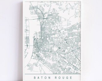 BATON ROUGE LOUISIANA Map - Customizable City Map, High Quality Giclee Print, Minimalist Art