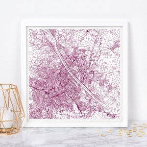 PLAN DE LA VILLE DE VIENNE - affiche de carte fine art - impression de carte de Vienne plan de la ville minimaliste, décoration intemporelle, art mural classique, carte carrée