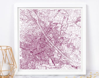 VIENNA CITY MAP - Fine Art Map Poster - Vienna Map Print Minimalist City Map, Timeless Decor, Classic Wall Art, Square Map