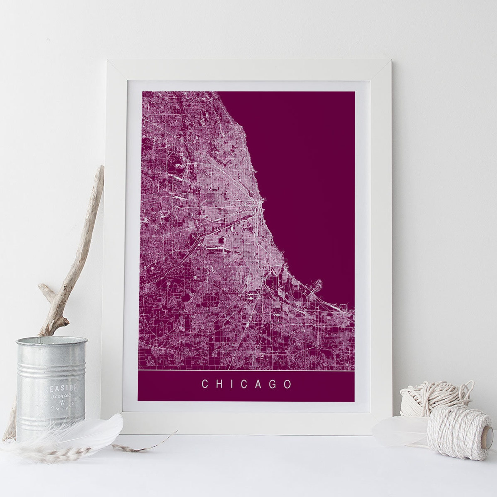 CHICAGO CITY MAP Art Print Line Art City Map Chicago | Etsy