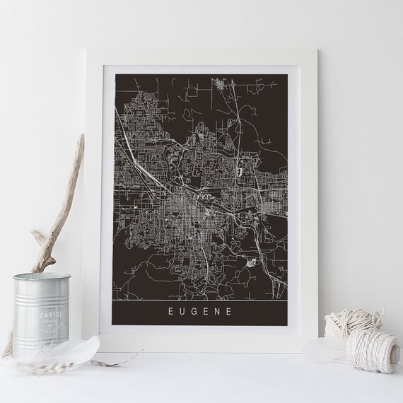 EUGENE MAP PRINT Customizable City Map Minimalist Eugene - Etsy