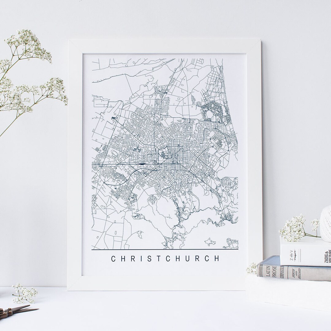 CHRISTCHURCH MAP High Quality Giclee Print Minimalist Etsy